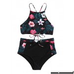 SOLY HUX Women's Geometric Print Crop Top High Waist 2PCS Bikini Set Multicolor#1 B07M9N264N